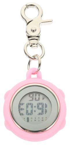 Elektronische Digitale Stoppuhr als Taschenuhr für Krankenschwester | Rosa Silikon Kunststoff mit Schlüsselschnalle, Tragbar im Alltag, Präzises Zeitmesssystem