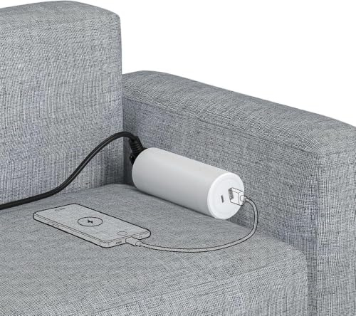 HITRENDS Steckdose für Sofa Ritze mit USB-C (PD 20W) & USB-A, Schmale Steckdosenleiste (250V/16A) für Zwischenraum, integrierte Ladebuchse für Couch, Polsterbank, Bettkasten – Weiß