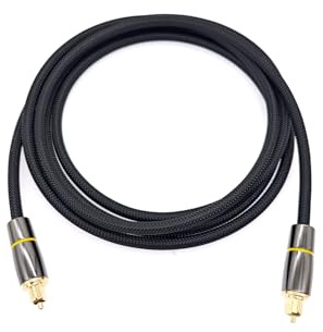 JZK 2M Digital Optical Audio Cable for PS4, Soundbar, TV, Home Theater | 24K Gold-Plated Nylon Braided Optical Cord, Black Fiber Optic Male to Male, for Toslink Cable for Xbox, Stereo, Amplifier