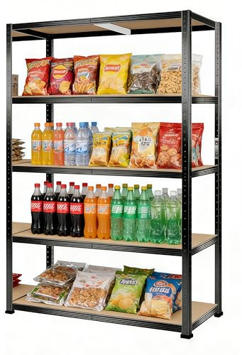 Brstheco Schwerlastregal Schwarz 1er Set,150x90x40cm Lastenregal,Regal mit Stahlgestell,4 Verstellbare Ablagen jeweils bis 150 Kg Belastbar (1er-Set Schwarz, 200×90×40cm)