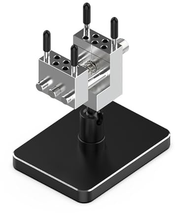 Rotierender Tischschraubstock mit 14 Spannstangen und ergonomischem Handrad für die Fixierung von Miniaturteilen, detailliertes Bastelprojekt, Schnellspannsystem Schraubstock