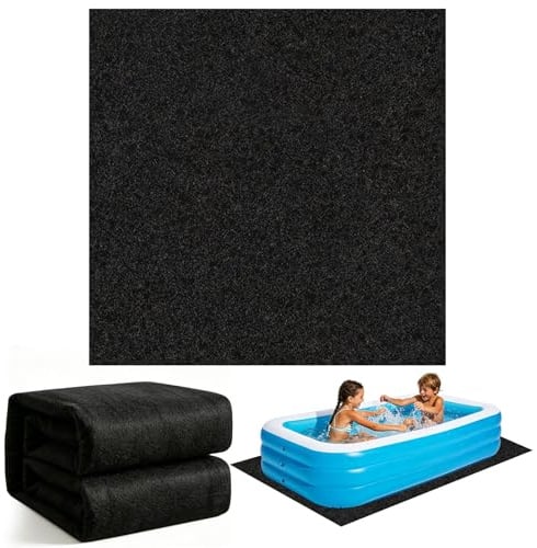 TZEKING Tappetino per Piscina 4m Rettangolare, Telo di Fondo in Geotessile 200g/m², Protettivo e Antiscivolo per Piscina Fuori Terra, Pieghevole e Ritagliabile per Vasca Idromassaggio