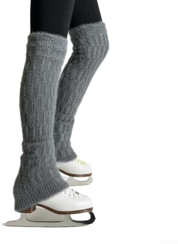 Lange Eiskunstlauf-Socken aus Fleece für Erwachsene und Jugendliche, Eistraxis, bequem, atmungsaktiv, Unterstützung, grauer Farbton (grau)