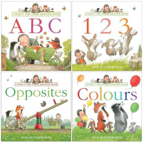 Percy the Park Keeper Early Learning collection 4 Picture Books Set (ABC, 123, Colours & Opposites)