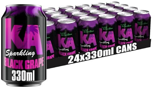 KA Caribbean Black Grape Fizzy Drinks - Traditional & Authentic Caribbean Jamaican Style Sparkling Drink - Soft Drinks Multipack - Black Grape Soda Drinks Bulk Pack - 24 x 330ml Cans
