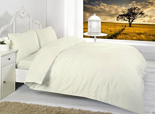 Glamptex Supreme Plain Duvet Cover with Pillow Case Quilt Cover Bed Set Cotton Single Double & King Size
