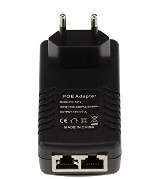 KALEA-INFORMATIQUE Fuente de alimentación Externa PoE Power Over Ethernet 220V a 12V 1A. Inyección + en los Hilos 4 y 5, y - en los Hilos 7 y 8. Entrada y Salida RJ45.