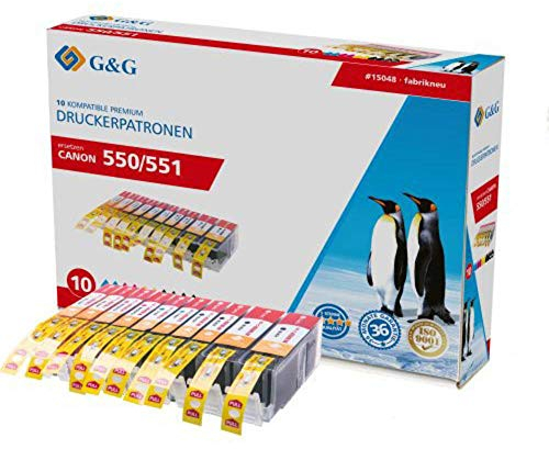 G&G Druckerpatronen kompatibel zu Canon PGI-550XL / CLI-551XL passend für Drucker Canon Pixma IP7200, IP7250, IP8750, IX6850, MG5550, MG6350, MG6450, MG6650, MG7550, MX725, MX920, MX925