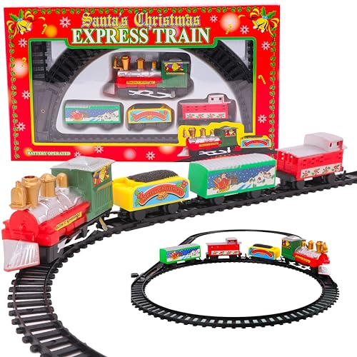 Toyland® 9-teiliges, batteriebetriebenes Weihnachtszugset - 57 cm lang - Weihnachtsspielzeug