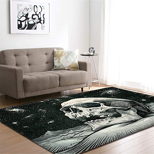 Ste-X Teppich Große Maßgefertigtes Design Nordischen Stil Nicht-Mainstream-Schädel 2 Wohnzimmer Couchtisch Matte Hause Modernen Minimalistischen Schlafzimmer (Teppich 10,147x203cm)