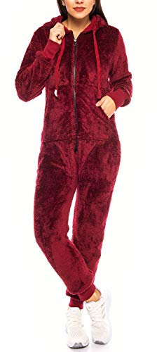 Crazy Age - Tuta da donna in morbido pile orsacchiotto | Tuta intera | Morbido | Homewear rosso vivo 50