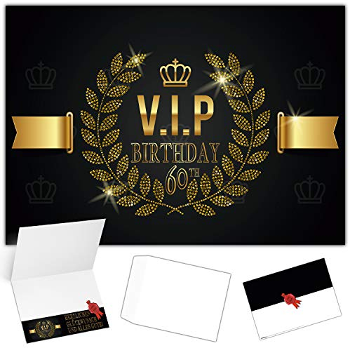 A4 XXL 60. Geburtstag Karte VIP 60th BIRTHDAY mit Umschlag - edle Geburtstagskarte Glückwunschkarte zum 60 Geburtstag für Mann Frau von BREITENWERK