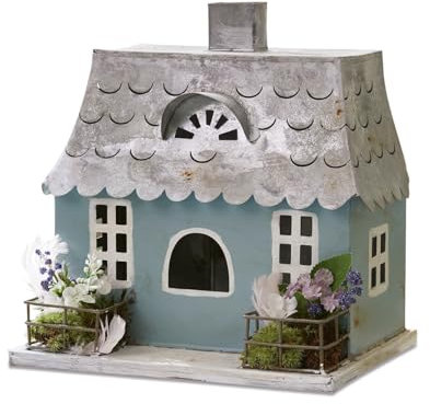 Loberon Deko-Haus Nesrine, Zinn, H/B/T ca. 29/27 / 21 cm, türkis