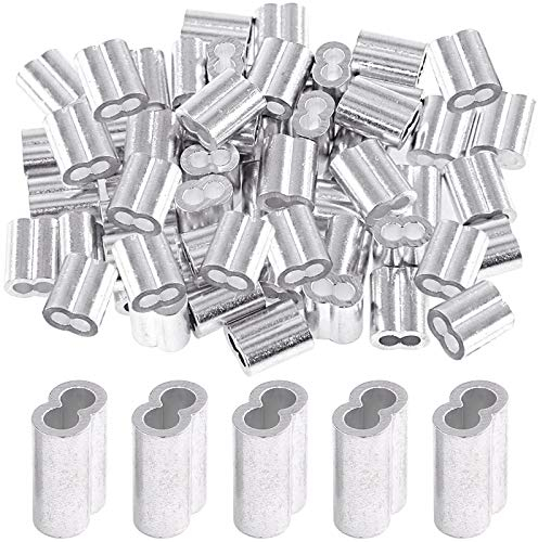 Glarks - Manicotti per funi metalliche, in alluminio, 6 mm, 50 pezzi, per funi metalliche e terminali per funi metalliche (1/4''-50 pezzi)