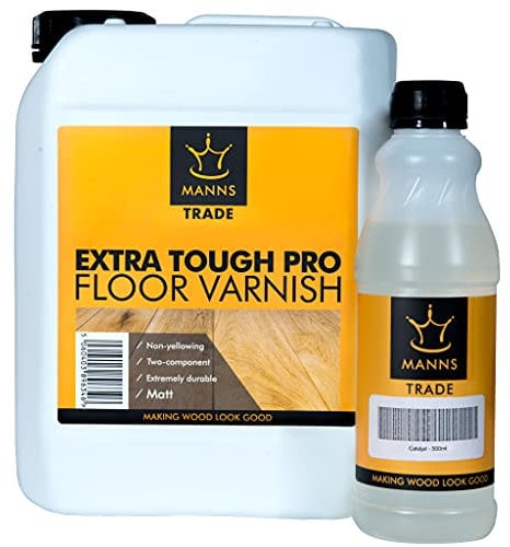 Manns Trade Extra Tough Pro Floor Varnish 5L - High Gloss - Professional Grade, Highly Versatile and Antimicrobial, Two-Component Interior Wood Lacquer