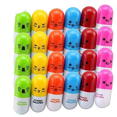 U/K PULABO 24 stücke Mini Versenkbare Pille Kugelschreiber Vitamin Pille Kugelschreiber Neuheit Kapsel Kugelschreiber Magie Marker Geschenk Kugelschreiber Stilvoll und Beliebt praktisch