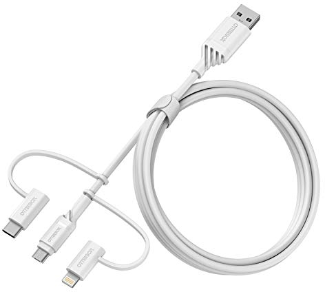 OtterBox 3in1 USBA-Micro/Lightning/USBC Robustes Kabel, Performance Serie, Weiß