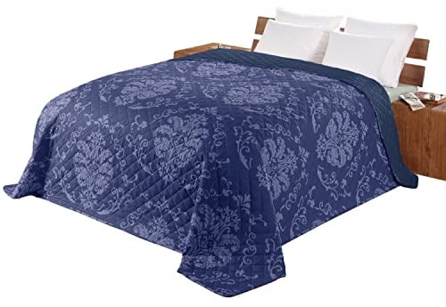 Delindo Lifestyle Tagesdecke Bettüberwurf Serie Dream, für Doppelbett, 220x240 cm, blau gesteppt