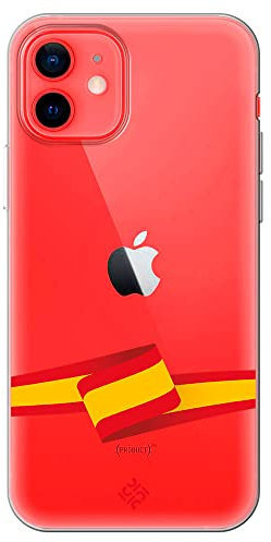 Movilshop Funda para [ iPhone 12 Mini ] Dibujo Auténtico [ Bandera España ] de Silicona Flexible Transparente Carcasa Case Cover Gel para Smartphone.