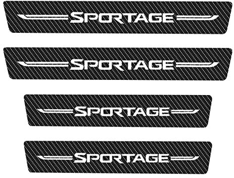 COJJ-4Pcs Carbon Fiber Car Door Sill Protector for KI-A Sportage 2005-2021 2022,Welcome Pedal Kick Plates Protection Anti Scratch Sticker,Auto Pedal Non-Slip Threshold Decorative Accessories with Logo