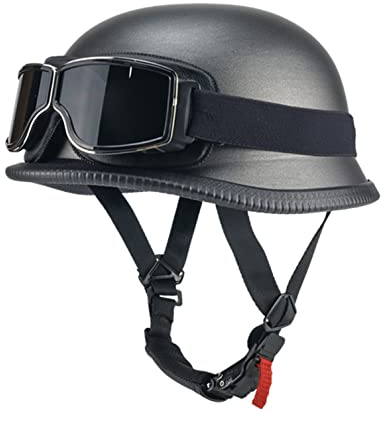 Halbschalenhelm Halbhelme Motorradhelm mit ECE Genehmigt Brain-Cap Halbschale Roller-Helm Scooter-Helm Jet-Helm Retro für Erwachsene Herren Damen D,L