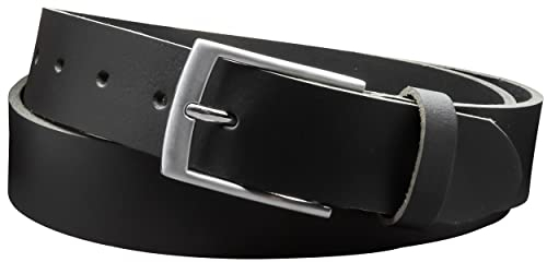 Vascavi Ledergürtel aus echtem Büffelleder, ca. 3,4 cm breit, MADE IN GERMANY, kürzbar, Unisex Gürtel für Damen und Herren, Schwarz (Bundweite 95 cm = Gesamtlänge 110 cm)