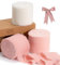 FAKILO Handgemachtes Fransen Chiffonband, 3 Rollen 4,5cm X 21m Gemischtes Fransenband Set, Chiffon-Seidenband für Hochzeitseinladungen Geschenkverpackungen Dekoband (Rosa Band-Set)