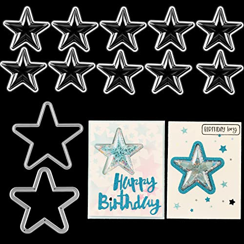 12PCS Star Dimensional Shaker Cupole con Metallo Fustelle In Plastica Trasparente Gonfiore Stella Shaker Coperture per Shaker Card Adesivo Star Artigianato Scrapbooking Forniture