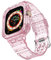 VeveXiao Funda resistente compatible con Apple Watch Ultra de 49mm correas de repuesto para iWatch Ultra de 49mm correa para hombres y mujeres (49mm, Rosa transparente)
