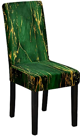 Marmor Stuhlhussen 1er/4er/6er/10er Set Stretch Stuhlbezug für Esszimmerstühle, Waschbarer Stuhlhussen Schwingstühle Stuhlüberzug für Haus Hotel Hochzeit Partys Dekor (4er Set,Grün)
