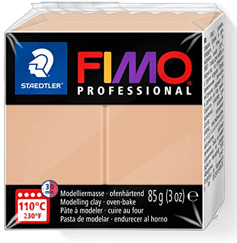 STAEDTLER ofenhärtende Modelliermasse FIMO Professional, Sand, Normalblock 85g, Feste Konsistenz für Filigrane Arbeiten, speziell für Profis und Künstler, 8004-45