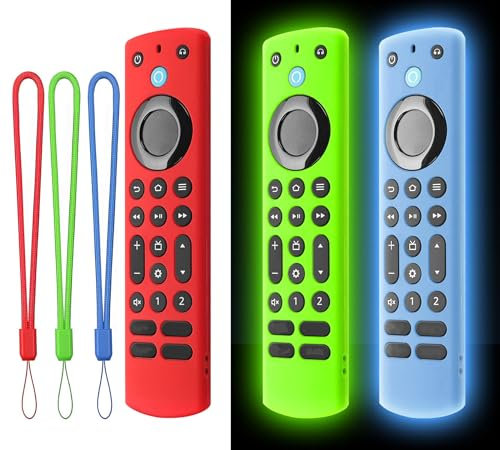 [Confezione da 3] Voice Remote Pro Cover Cover Cover Compatibile con tutti i nuovi Alexa Voice Remote Pro, Glow in The Dark con cordino per telecomandi Aggiornato nella seconda metà del 2022