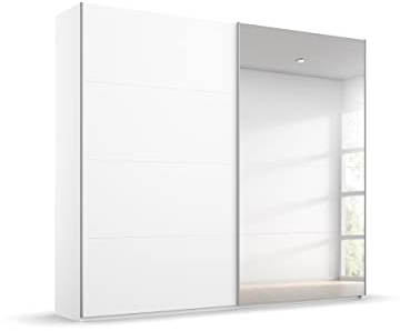 Rauch Möbel Beluga Schwebetürenschrank Schrank Kleiderschrank Weiss mit Spiegel, 2-türig, Inklusive 3 Kleiderstangen, 3 Einlegeböden, BxHxT 225x222x69 cm