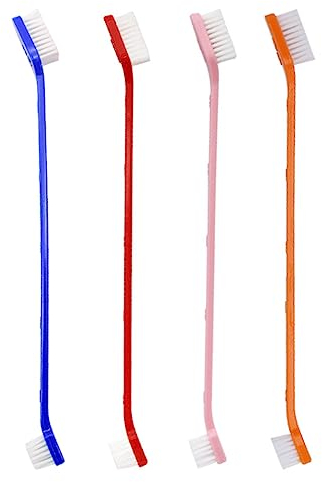 WeddHuis 4 Stück 360-Grad-Hundezahnbürste, weiche Silikon-Haustierzahnbürsten mit 2 Aufbewahrungsboxen Katzen-Zahnbürste Welpen-Zahnbürste, Hundezahnreinigungsset
