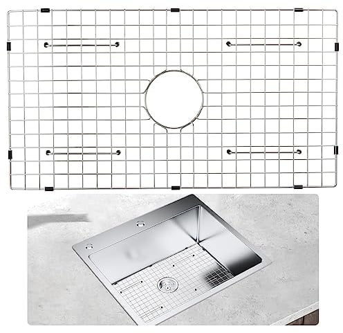 VEVOR Rejilla inferior del fregadero 72,5x39,5x2,54 cm Alfombrilla para fregadero de cocina de acero inoxidable 304 Drenaje centrado R20 Radio de esquina Accesorio para colocar cubiertos y platos