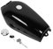 Réservoir de carburant de moto, réservoir de carburant universel rétro noir brillant avec interrupteur de couvercle compatible avec Honda CG125