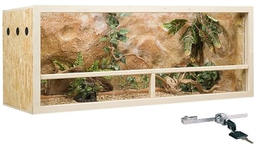 GECKOX OSB Terrarium, Holzterrarium 150x60x60 cm mit Seitenbelüftung, Zierleistenset:mit Zierleistenset, Sicherheitspaket:mit Sicherheitspaket