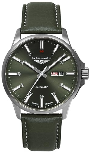 Bauhaus Aviation Herren-Fliegeruhr Automatik DayDate Grün 2866-4