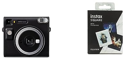 INSTAX Square SQ 40 Sofortbildkamera & Square Film 30 Shot with Star Illumination, White Marble and Black Borrow