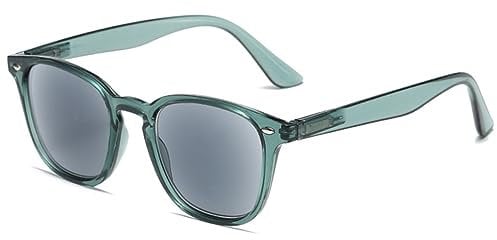 Lanomi Reading Sunglasses Rectangle Women Men Tinted Sun Reader Glasses with Blue Light Blocking for Outdoors UV400 Protection Eyeglasses Transparent Green 3.5