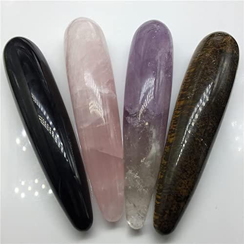 Natural Crystal Massage Wand, 18cm Rose Quartz Massage Wand Large Healing Crystal Stone,Yoni Massage Stick As Women Gift 4 PCS