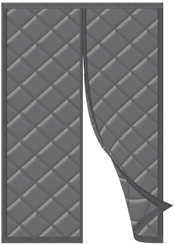 HOWIN Thermique Porte Isolant Froid Magnetique 120 x 200cm, Isolation Rideau de Porte D'ntrée Sans Perçage, Convient pour l'été et l'hiver Gris