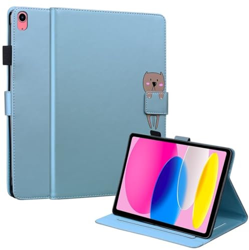 GoodcAcy Kompatibel mit Apple iPad 10.9 (2022) Zoll Tablet Hülle mit - Ultra Dünn mit Standfunktion Slim PU Leder Smart Schutzhülle Kompatibel Hülle Apple iPad 10.9 (2022) Zoll - Blau