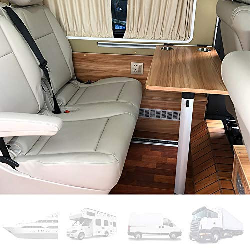 SHENJIA Motorhome Folding Table with 2 Tray Slots, Interior Fitting for Caravans, Vans & Boats, 79x39cm Caravan Table Top for Motorhomes