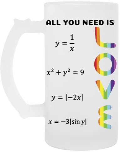 All You Need Is A Love Of Lgbt Maths Tazza Di Boccale Di Birra In Vetro Glass Beer Mug Cup