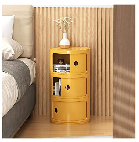 Moderne Sofatische Nachttisch mit 3 Schubladen, moderner Nachttisch, runder Nachttisch, Aufbewahrungsschrank for Schlafzimmer, Nachttisch mit Schubladen, Beistelltisch mit Stauraum for Wohnzimmer Wohn