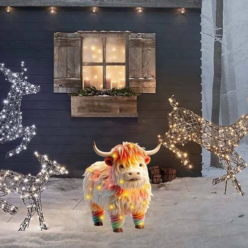 NOZEM Gartenstecker Niedlich Bunte Kuh Tierfigur Gartendeko Frühling Ornament Acryl Gartendekorationen Gartenfiguren Geflügeldekoration Outdoor Dekoration Gartenstatuen (B, One Size)