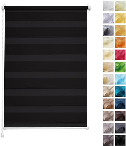 Rettika Doppelrollo ohne Bohren, klemmfix - Schwarz, Breite: 140cm, Höhe 150 - Rollos für Fenster ohne Bohren, Fenster rollos für innen, Duo Rollo