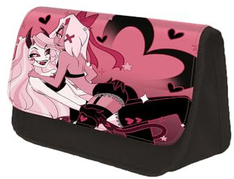 Anjinguang Hazbin Hotel Federmäppchen Anime Federmäppchen Alastor/Angel Dust/Charlie/Lucifer Große Kapazität Doppelfach Schreibwaren Fall Student Stiftebeutel Tasche Bleistift Box Geschenk für Jungen