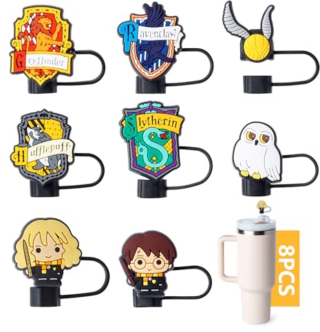 8-Piece Harry Straw Covers for Stanley Cup, 0.4in/10mm Diameter Toppers, Compatible with Stanley 20/30/40oz Cup, Dust-Proof Cap for Water Bottle
